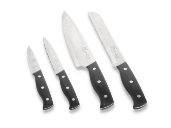 Lion Sabatier Knivsæt 4 dele, urte, tomat, brød og kokkekniv i stål og sort ABS plast, Austral